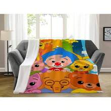 Plim Plim Cartoon Throw Blanket Aesthetic Art Flannel Blanket Portable Home Travel Camping Sofa Picnic Thickening Flannel Blank.Jpg - 白色 - 查看 1