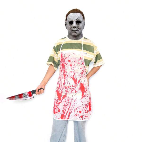 1pc Halloween Gag Bloody Apron - Scary Costume Prop - Cosplay Bloody Butcher Realistic Blood Stained Apron
