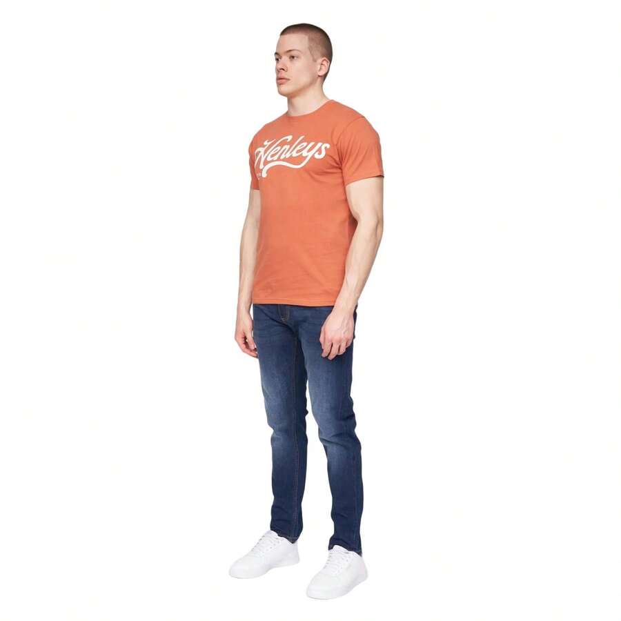 Henleys Mens Scripthen Logo T-Shirt (Brick Red) - 100% Mixed - (BG1375) - Red - View 1