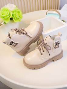 1 Pair Fashionable & Versatile Baby Boots For Autumn/Winter, Adorable Cartoon Panda Wearing Sunglasses Decor On Side, Cute & Lively Design To Attract Children