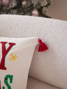 1 件圣诞快乐刺绣抱枕套，适合客厅、卧室、派对、沙发和各种环境，所有季节