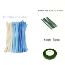 Blue And White Pipe Cleaner Flower Set, Upgraded DIY Craft Set, Suitable For Mother's Day, Graduation Ceremony, Valentine's Day And Holiday Gifts, Craft Wool Core Set, Blue And White Pipe Cleaner Flower Set