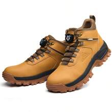 Men's Safety Shoes Work Boots, Steel Toe Safety Boots, Durable And Sturdy Men's Footwear With Rotary Button - Yellow - View 6