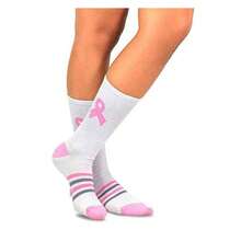 Breast Cancer Awareness Socks Women - TeeHee 3 Pair Pack - Pink Ribbon Crew Socks - Soft Cotton- Support A Cause - Gift Idea - 如圖692 - 查看 3