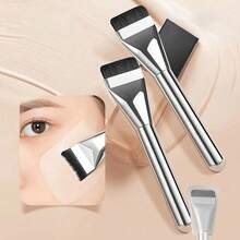 专业粉底液刷，打造无瑕妆容，超薄扁平刷头，适用于BB霜、遮瑕膏和粉底液，也可用作面膜刷，适合日常居家或旅行使用，是女性旅行必备，情人节礼物，价格实惠，旅行化妆刷，送给女性的礼物，化妆师，专业全套化妆工具 - 銀色 - 查看 3