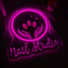 1pc Pink Neon Nail Salon Sign LED Decorative Light, USB Powered, Suitable For Nail Salon, Beauty Salon, Eyelash Extension, Spa Decor