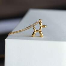 1 Piece Fashion New Minimalist Balloon Dog Pendant Necklace Versatile Birthday Party Commemorative Gift - Vàng - Xem 2