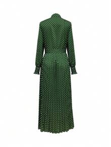 Women's Polka Dot Print Tie Decor Dress, Summer Outfits For Women, Music Festival, Spring Outfits For Women, Elegant - Green - View 3