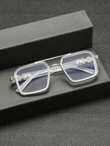 1 Pair Men's Metal Frame Rectangular Glasses, Elegant & Versatile Academic Style, Suitable For Graduation, Workplace, Training, Bookstore - Multicolor - View 6