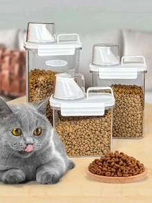 1 pièce Réservoir de stockage transparent en PET avec couvercle scellé, utilisé pour stocker les céréales et les articles divers, le stockage et le tri de la cuisine, la boîte de stockage pour aliments pour animaux de compagnie, la boîte de stockage multifonctionnelle, les décorations, la décoration de la maison, les cadeaux de Noël, les cadeaux pour la maison et la décoration de la chambre.