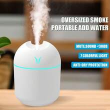 USB Air Humidifier Portable LED Lamp Mini Atomization Diffuser Car Purifier Aroma Anion Mist Maker With LED Night Light - White - View 2