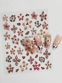 3/6 Sheets Leopard Print Hibiscus Flower Nail Art Stickers, Tropical Floral Animal Print Nail Decals, Self-Adhesive Exotic Summer Hawaiian Nail Stickers For Beach Vacation Party DIY Manicure Decoration