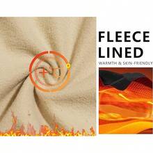 Men's Golf Windbreaker Lightweight Jacket Warm Fleece Lined Water-Resistant Zip Up Winter Coat Jacketshalloween - 卡其色 - 查看 3