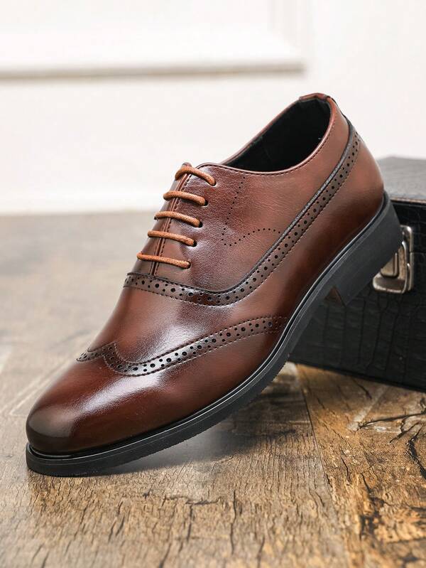 Zapatos de vestir con cordones y puntera afilada para hombres, Oxford formal de negocios, adecuados para la oficina y la boda