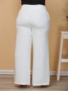 Plus Size Wide Leg Pants, New Fashion Tailored Fabric - White - View 6