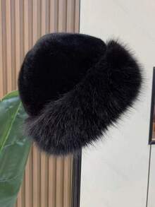 1顶女士加厚毛绒蒙古帽，秋冬季渔夫帽，带人造毛皮护耳，保暖防寒 - 彩色 - 查看 8