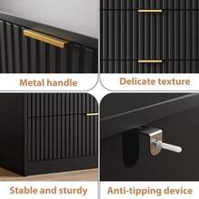 BVFUKA 5 Drawer Dresser For Bedroom, Tall Dresser Chest Of Drawers With Gold Handles, 32 Inch Wide Nightstand With For Bedroom, Living Rooms, Offices, And Entryways, Black - 黑色 - 查看 5