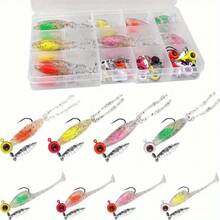 Bass Fishing Bait Set With Downward Swivel Hook Head Soft Plastic Lure, Split Tail Worm Bait, Suitable For Bass, Perch, Sunfish, 20 Pieces