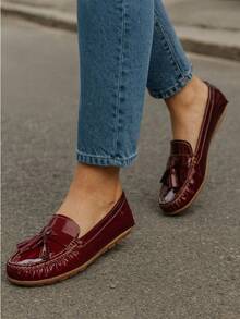Women Loafers Shoes - 紅色的 - 查看 1