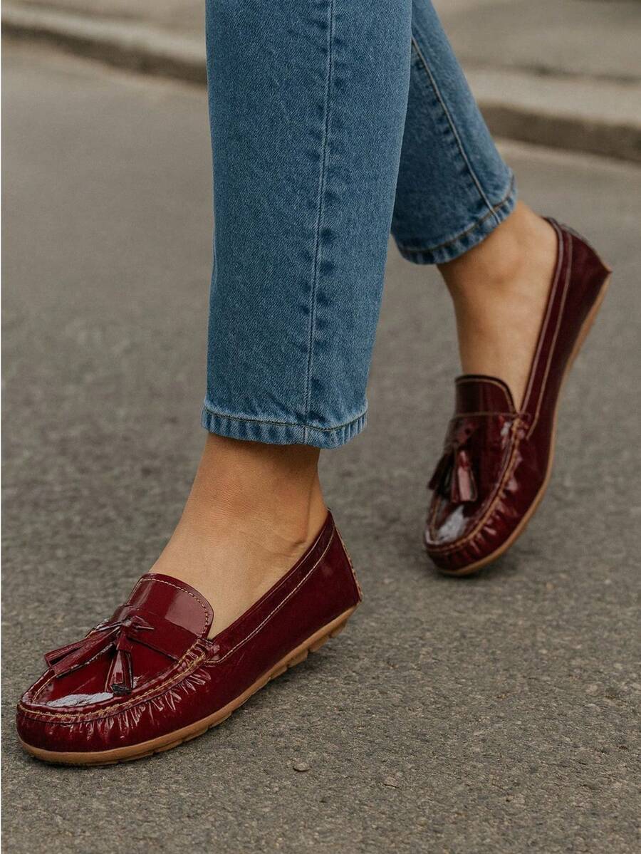 Women Loafers Shoes - 紅色的 - 查看 1