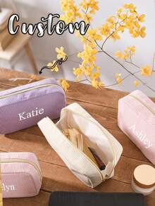 Personalized Cosmetic Bag, Custom Corduroy Makeup Bag, Name Makeup Bag, Monogrammed Toiletry/Makeup Bag, Bridesmaid Gifts, Bachelorette Party Gifts, School Supplies, Back To School, School Gifts, For Office, For School, For Classroom, For Coworkers, For Dorm Rooms, Middle School StudentsChristmas Beauty Accessories