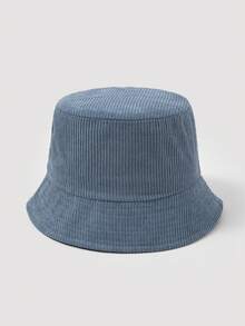 1pc Men's Fashion Corduroy Solid Color Bucket Hat, Suitable For Autumn/Winter Daily Outfits - A - View 17