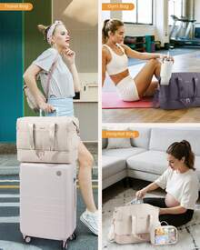 LOVEVOOK Travel Duffle Bag,Puffer Weekender Bags For Women With Shoe Compartment,42L Carry On Bags For Airplanes,Hospital For Labor And Delivery - trắng - Xem 2