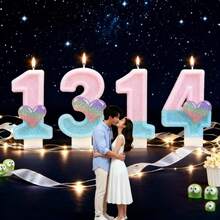 1 支数字蜡烛，创意 DIY 心形蜡烛，适合生日蛋糕、派对装饰、女孩 - 彩色 - 查看 7