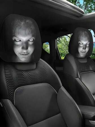 1 pieza/2 piezas Fundas para reposacabezas de coche con impresión de retrato, universales para viajes de larga distancia, lavables y duraderas, protectores de asiento con estilo, adecuados para sedanes, camiones, SUV, fáciles de instalar, regalo perfecto para Halloween