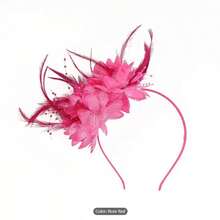 Fascinators For Weddings, Fascinator Pink, Elegant Vintage Mesh And Fabric Feather Fascinator Hat For Women, Party Ball Top Hat Jockey Club Headband Accessories Hairband Hair Hoop, Hair Band,