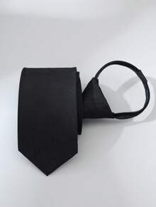 1 pieza Corbata a rayas para hombre, corbata con estilo de cremallera a rayas diagonales negras, de moda y versátil, adecuada para negocios, uso diario y todas las estaciones