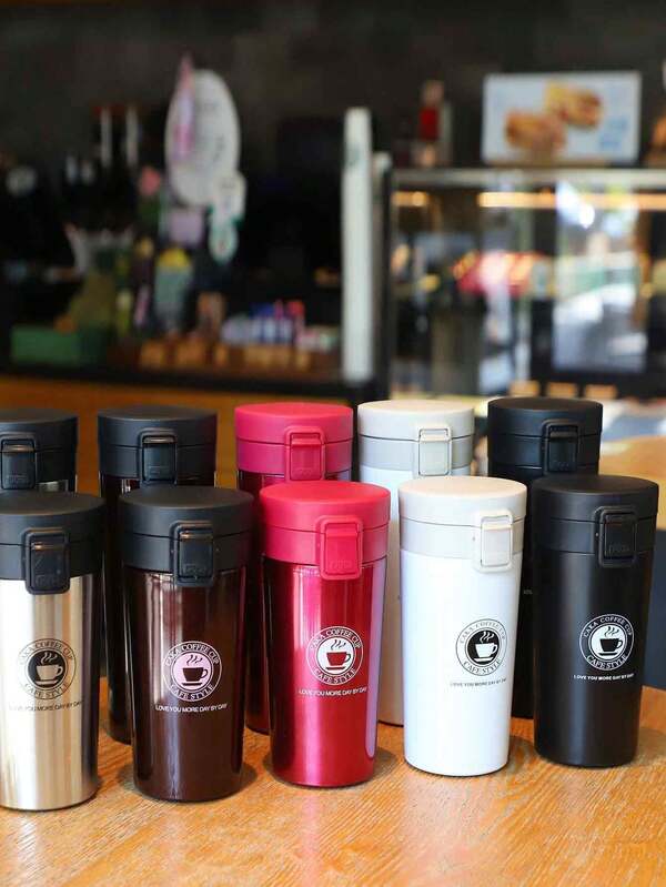 1pc 510ml Travel Coffee Companion Cup, Stainless Steel Double Wall Vacuum Insulated, Keeps Drinks Hot/Cold, Suitable For Milk, Coffee, Tea, Juice, Outdoor, Office, Study, Comes With Shoulder Bag