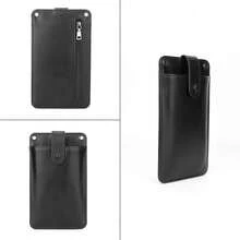 حقيبة جلدية للهاتف عبر الجسم، محفظة هاتف، محفظة هاتف محمول، غطاء هاتف عالمي باللون الأسود