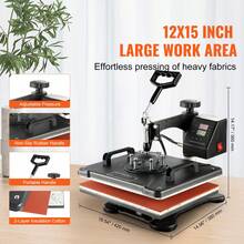 8 In 1 Heat Press Machine, 12" X 15" Digital Transfer T-Shirts, Mug, Hat, Cap With Plate - 查看 4