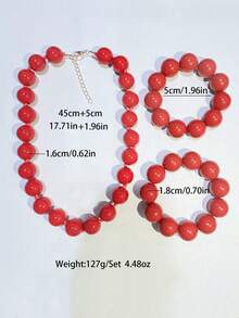 1 Set de 3 Collares, Pulseras y Juego de Joyas Hechas a Mano con Cuentas Geométricas Redondas de Plástico Estilo Bohemio, Regalo para Mujeres, Uso Diario