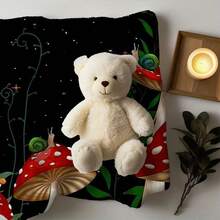 1pc Night Mushroom & Snail Pattern Throw Blankets.Soft Blanket. Cozy Soft.Suitable For Couches. Beds. Travel. Camping. Living Rooms. Offices.280gsm Ideal For Fantasy Lovers And As A Whimsical Gift - trắng - Xem 8