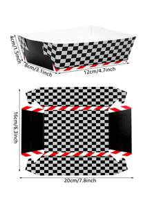 10pcs/20pcs/50pcs Racing Car Party Paper Food Trays Black And White Checkered Paper Trays Nacho Boats Plates Game Day Serveware Bulk Race Themed Food Tray Snack Party Baskets Supplies For Race Theme Birthday Babe Shower Party Supplies - Black and White - View 3