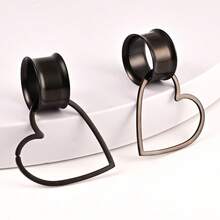 2PCS Punk Heart Shape Dangle Ear Plugs Piercing Body Jewelry Stainless Steel Ear Gauges Tunnels Stretchers Jewelry Women/Girl - Heart - View 5