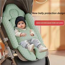 1 Stück universelle grüne Babywagen Baumwollauflage, universelle Plüschkissen Kinderwagensitzauflage, dicke warme Rückenlehnen-Kissen, atmungsaktive rutschfeste Matte für Babys