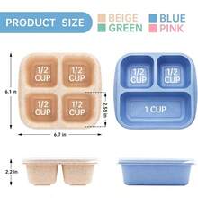5 Paquete de Bento Caja de Almuerzo, 4 Compartimentos Contenedores de Aperitivos, Caja de Aperitivos Dividida, Contenedores de Almuerzo para Preparación de Comidas para Niños Pequeños y Adultos, Recipientes de Almacenamiento de Alimentos para la Escuela, el Trabajo y los Viajes - Multicolor-3 compartimentos - Ver 3
