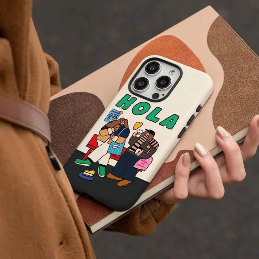 A European And American Style 'Hello Girl' Design Phone Case With Anti-Slip Texture To Protect The Phone From Drops. This Phone Case Is Suitable For IPhone 11 To 16 Series, Showcasing A Fashionable And Creative Design. - Mix Color 1 - View 1