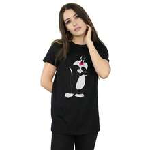 LOONEY TUNES Damen/Frauen Sylvester Verschränkte Arme Baumwolle Boyfriend T-Shirt (Schwarz)