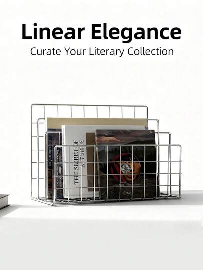 1/2件装工业风三层金属书架 - 现代桌面收纳架，坚固耐用，适用于家庭、办公室、图书馆整理，节省空间，可用作书架和杂志架