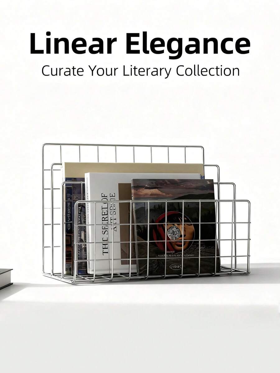 1/2pcs Industrial Style 3-Tier Metal Bookshelf - Modern Desktop Storage Rack, Sturdy And Durable, Suitable For Home, Office, Library Organization, Space-Saving, Can Be Used As Bookshelf And Magazine Rack - Multicolor - View 1