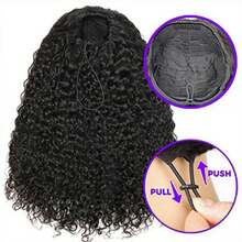 ZHENDEFA 3-In-1 Reversible Jerry Curl Wig, Real Human Hair, Seamless Flip-Over Wig With Adjustable Drawstring, Suitable For Beginners, Wet Wave Headband Wig, Women