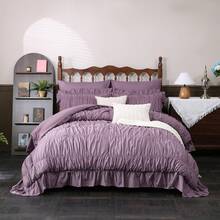 Purple Comforter Set Queen Size,Ruched Boho Bedding 9-Piece Bed-In-A-Bag For All Seasons,Fluffy Luxury Ruffle Bedding Set With Comforter, Flat Sheet, Fitted Sheet, Pillow Shams, Pillowcases - Mauve Purple - View 2