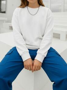 Sudadera de cuello redondo de manga larga con estampado gráfico, de corte holgado, de moda y fresca, para invierno