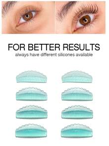 8 件/4 种尺寸自粘睫毛垫，睫毛烫发棒，无胶睫毛提升罩，可重复使用柔软 J&L&B&D 卷发化妆美容工具绿色 - 綠色 - 查看 5