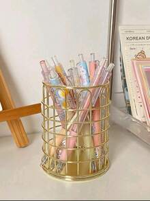 1 suport metalic pentru pix gol, recipient minimalist pentru depozitarea machiajului, suport haotic pentru organizarea instrumentelor de birou