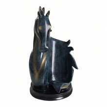 Resin Tabletop Wine Bottle Holder, Horse Statue Wine Rack, Wine Storage Display Rack, Blue+Gold, For Store Wine Bottles, Wine Glasses - Blue - View 5